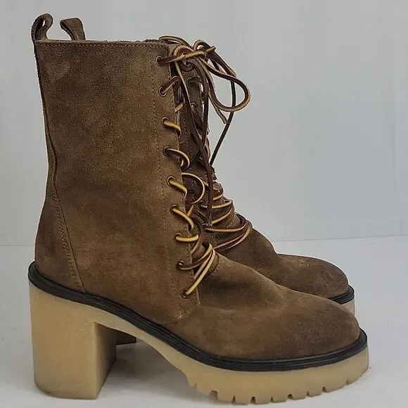 Free People Dylan Lace-Up Suede Leather Women's Boots